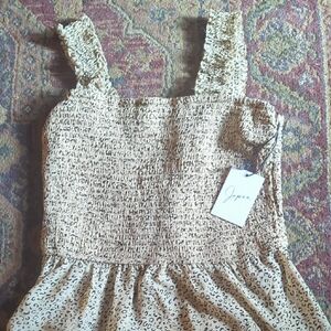 Japna Smocked Leopard Print Baby Doll Top
